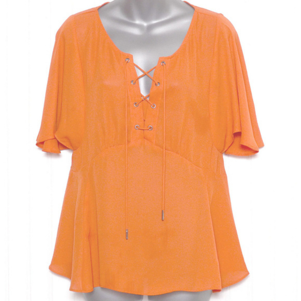 Anthropologie HD in Paris 8 Orange Blouse (d20)